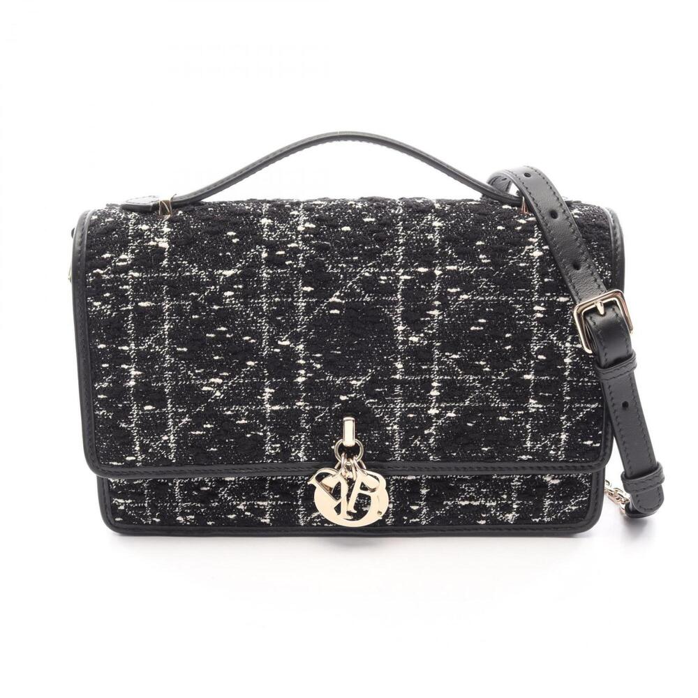 Christian Dior Dior MY DIOR 2-Way Handbag, Fabric Leather, Women's, Black/White